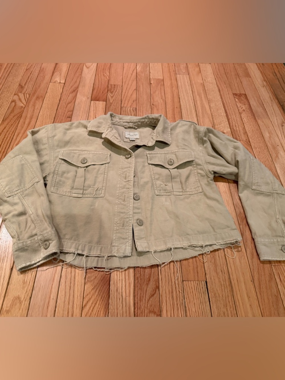 Beige Cropped Utility Light Jacket - Women Size XS y2k grunge - Picture 2 of 7